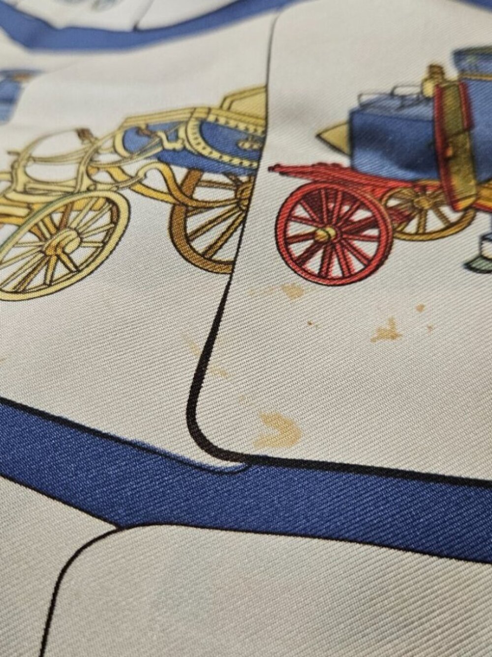 Authentic HERMES Carre 90 Scarf "CARROSSERIE" Silk Blue - Picture 7 of 9